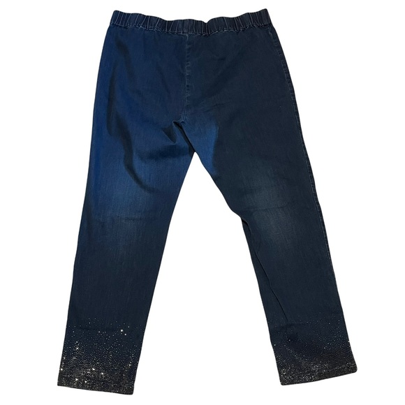 Soft Surroundings Dazzle Crop Jeans 1X Pull On Rhinestone Embellished - Picture 7 of 13